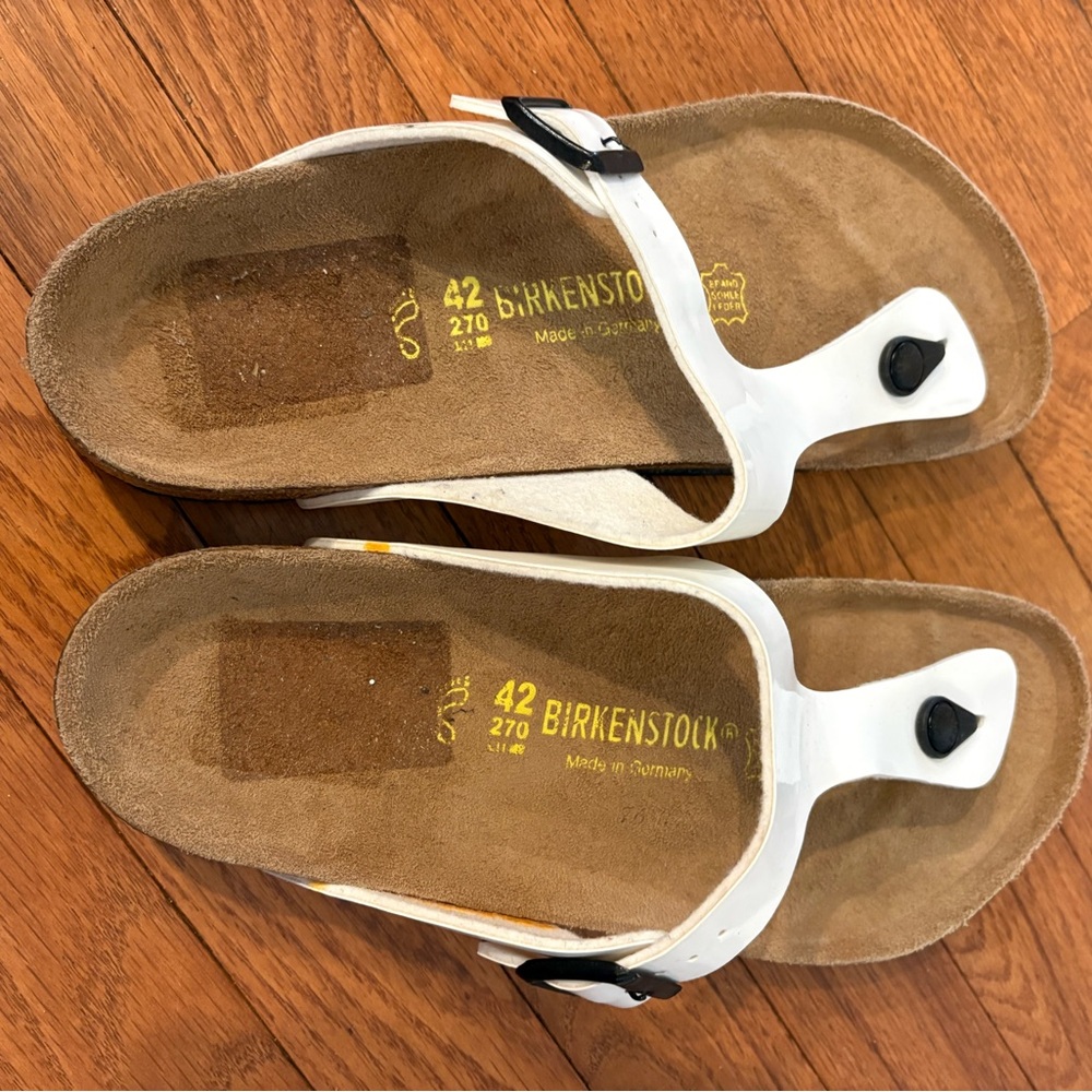 Birkenstock gizeh patent White and Black Sandals nwot size 42 - Picture 2 of 5